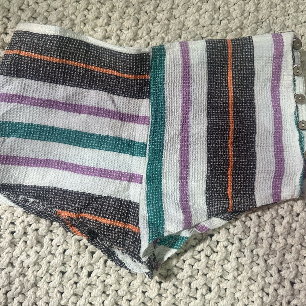 FP Beach Striped Knit Shorts with Button Detail